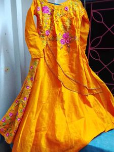 Embroidered Yellow Kurti