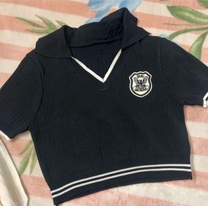 Cute Black Knit Crop Top