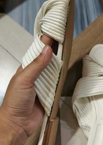 Zara Pleated Sandals White