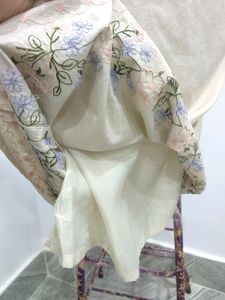 Creamy Embroidered Skirt