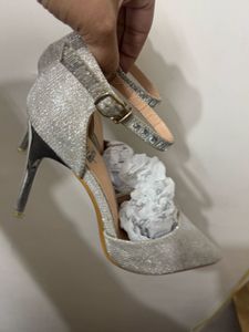 Elegant Silver Glitter Heels
