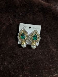 Golden And Green Earrings