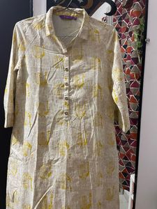 Rangriti Pure Cotton Kurta With Collar And Pocket