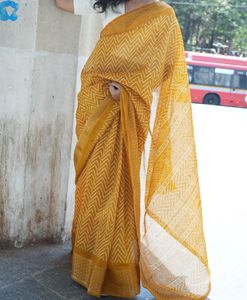 Mustard Zig-Zag Saree