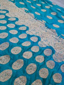 Sea Green Heavy Work Party Saree With Blouse