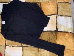 New Trendy Black Long Sleeve Corset Top