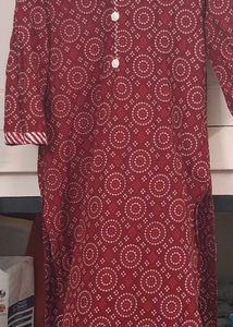 Red Printed Kurta Set