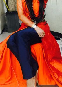 Very Stylish Indian Style Dres Orange An Navy Blue