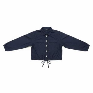 Black Cropped Button-Down Shirt