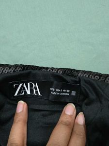 ZARA Sequined Fringe Skirt