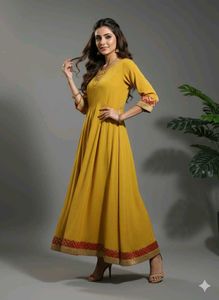 Mustard anarkali gown.💛