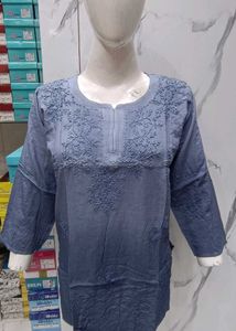 Lakhnavi Hand Embroidery Short Kurti