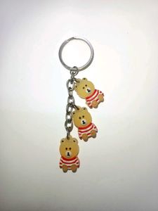 Cute Stylish Keychain with 3 Teddy Bear Charms