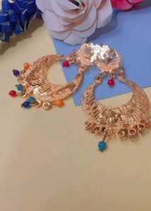 Golden + multi colour Hoop Earrings👍👍
