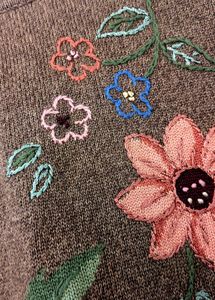 Floral Embroidered Brown Sweater