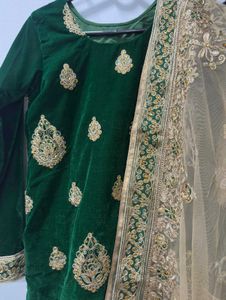 Velvet Embroidered Pant Suit