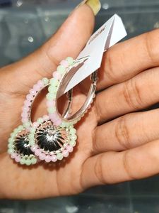 Prrettiest Jhumka With Pink And Green Colour 💚