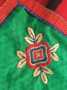 3 Colored Based Saree With Green Pallu