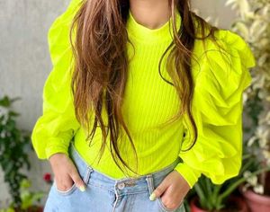 Neon Puff Sleeve Top