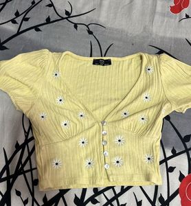 Cute Floral Embroidered Crop Top