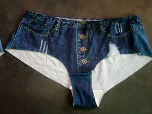3 Set Denim ice silk Print Panties