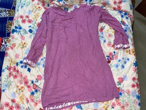 Purple Embroidered Kurta