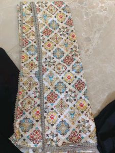 Patterned Cuff Black Pants