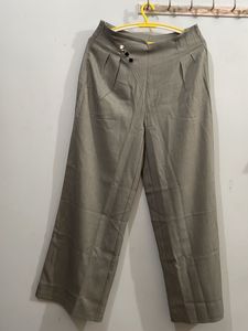Wide Leg Trousers with Button Detail