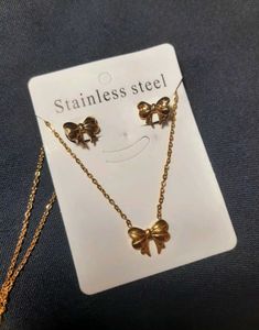 Anti Tarnish Bow Themed Jewellery Set