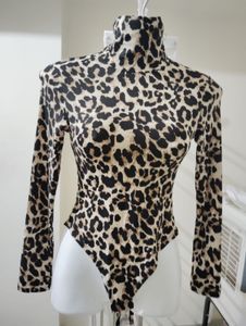 Xs,S- Leopard Print Turtleneck Bodysuit