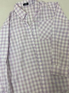 Lavender And White Checkered Shirt