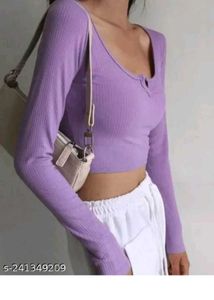 Ribbed Long Sleeve Top -( Fabric -Lycra)