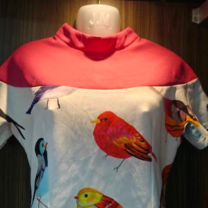 Bird Print Casual Dress