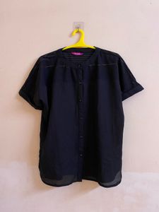 M21- Elegant Black Button-Down Shirt