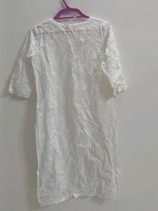 Elegant White chikankari Kurti Top
