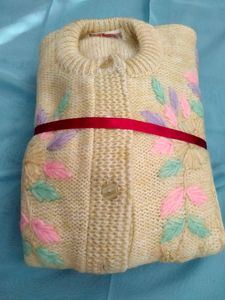 Cream Sweater With Embroidery
