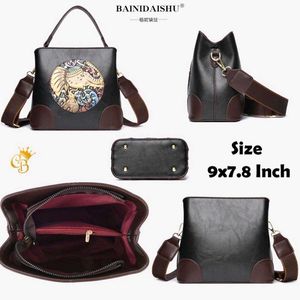 Embroidered Leather Handbag