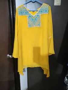 Global Desi Yellow Tunic Dress - Size Xl