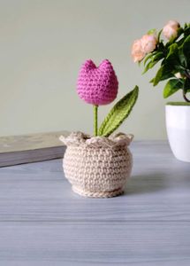 Crochet Tulip Pot Home Decor