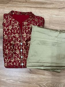 Elegant Red & Gold Kurta Set