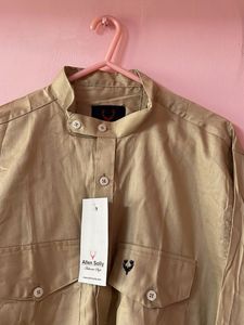 Khaki Grandad Collar Shirt