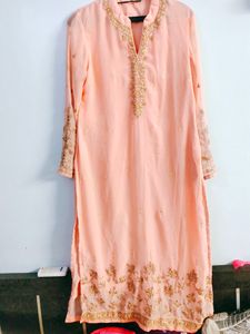 Peach Embroidered Kurti......Kpp Ppp....