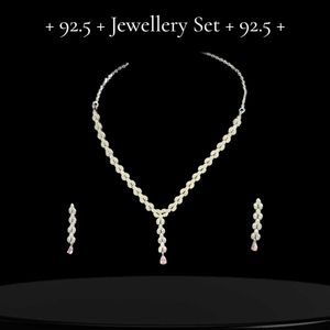 92.5 Silver Jewellery Set (Baby Pink Droplet)