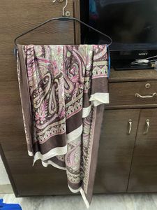 Embroidered Navy Blue  And Designer Scarf