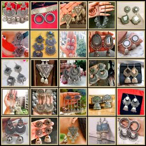 Silver Oxidized Earrings Collection 15 pair's