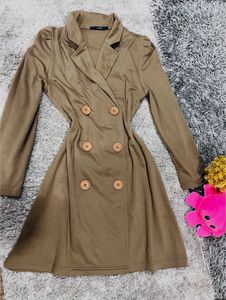 Khaki Double-Breasted Dress