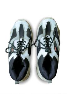 Vintage White &amp; Black Athletic Sneakers