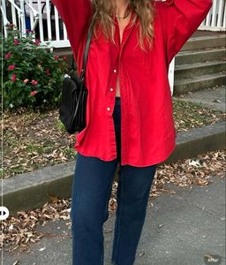 New with tag Chic Stylish Red Button-Down Shirt