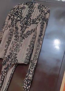 Nude Color Top Black Floral Print For 34 Bust