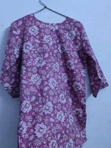 Mauve Color Jaipuri Printed Short Kurti